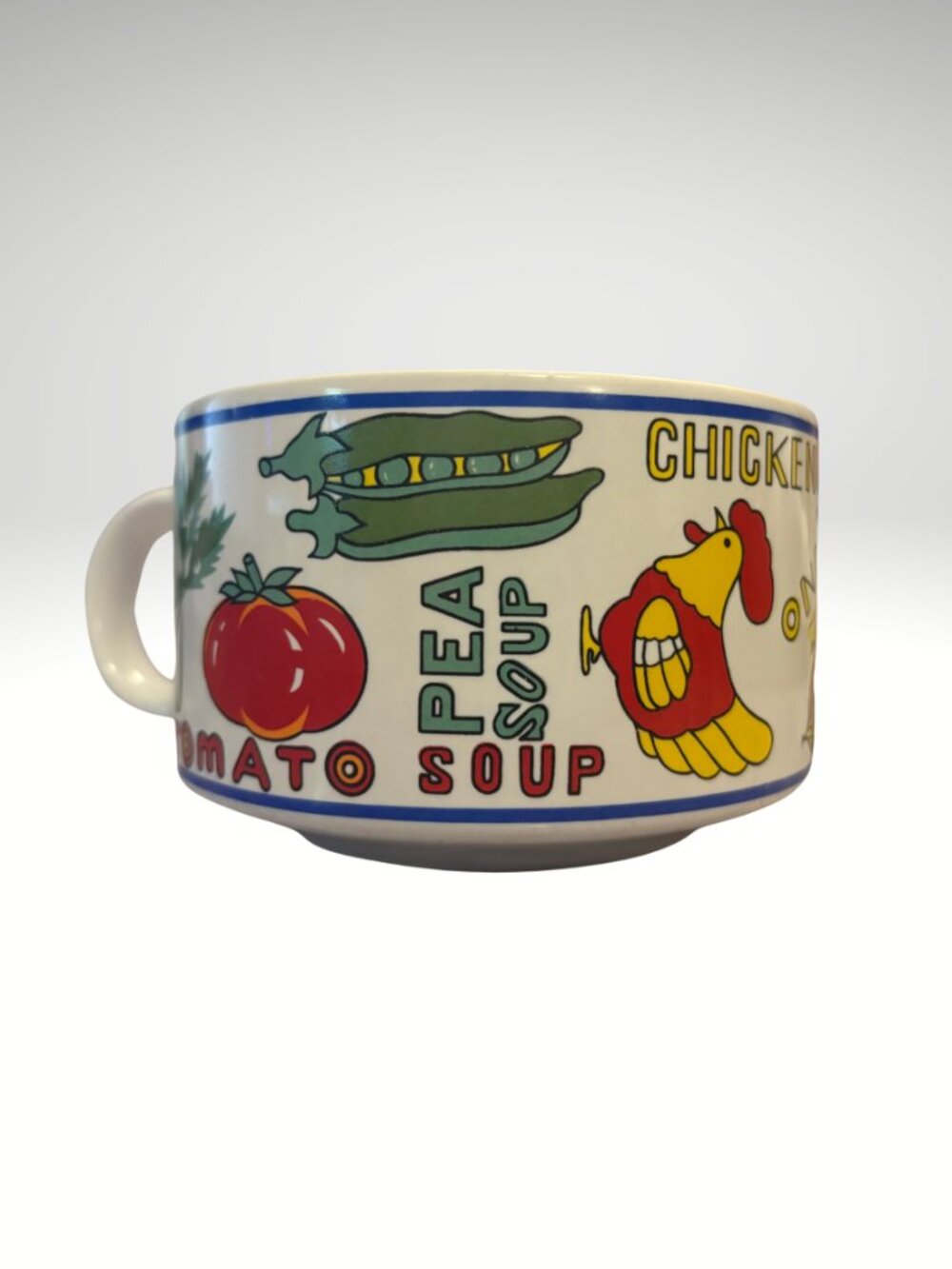 Vintage Retro 1970's Pop Art Soup Coffee Mug with Vegetable Design (SKU: 158MI)